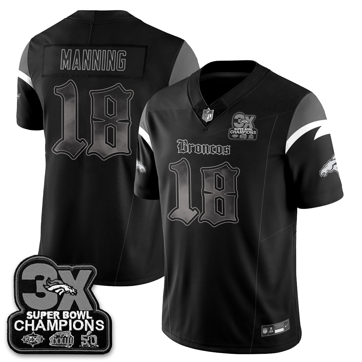 DEN 'Dark Gothic' Vapor Limited Jersey - 3-Time Champions - All Stitched-DTD