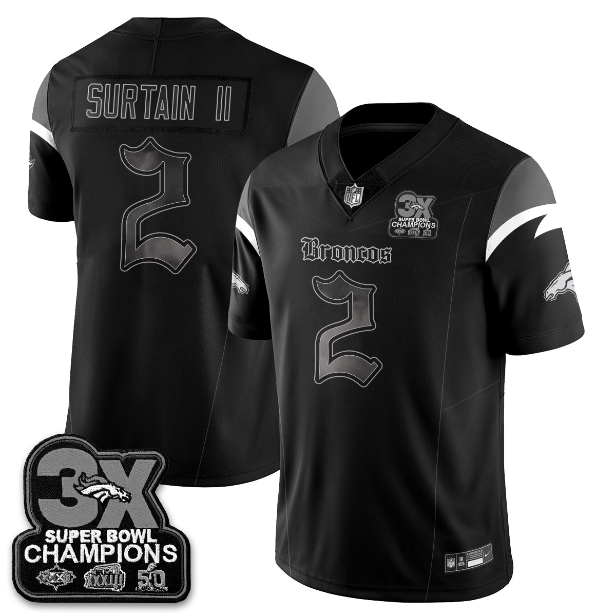 DEN 'Dark Gothic' Vapor Limited Jersey - 3-Time Champions - All Stitched-DTD