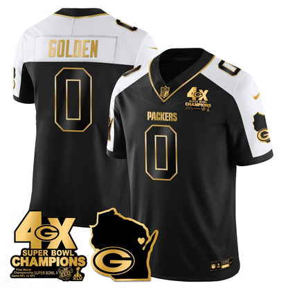 GB 4-Time Champions Patch Vapor Limited Gold Jersey - All Stitched-DTD