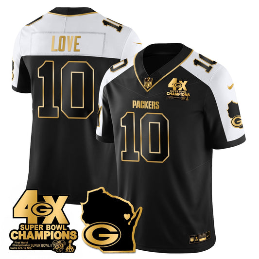 GB 4-Time Champions Patch Vapor Limited Gold Jersey - All Stitched-DTD