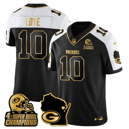 GB 4-Time Champions Patch Vapor Limited Gold Jersey - All Stitched-DTD