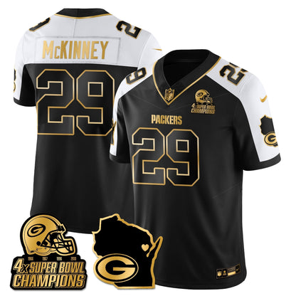 GB 4-Time Champions Patch Vapor Limited Gold Jersey - All Stitched-DTD
