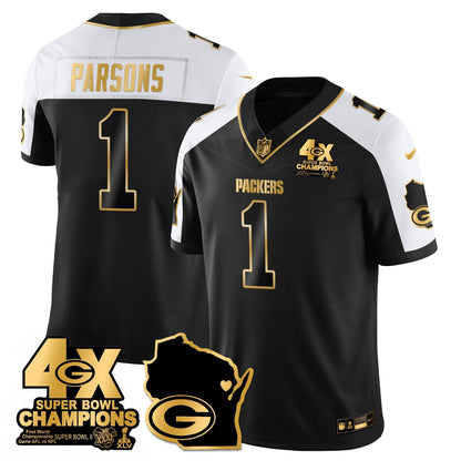 GB 4-Time Champions Patch Vapor Limited Gold Jersey - All Stitched-DTD