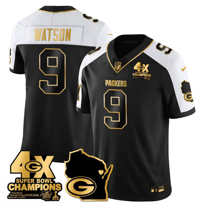 GB 4-Time Champions Patch Vapor Limited Gold Jersey - All Stitched-DTD