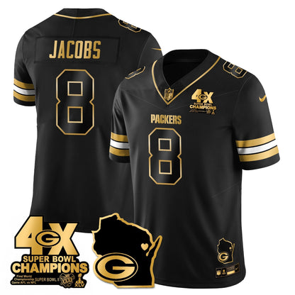GB 4-Time Champions Patch Vapor Limited Gold Jersey - All Stitched-DTD