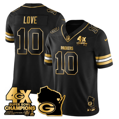 GB 4-Time Champions Patch Vapor Limited Gold Jersey - All Stitched-DTD
