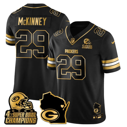 GB 4-Time Champions Patch Vapor Limited Gold Jersey - All Stitched-DTD