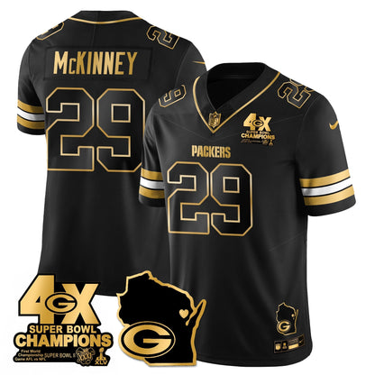 GB 4-Time Champions Patch Vapor Limited Gold Jersey - All Stitched-DTD