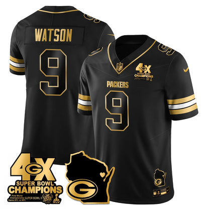 GB 4-Time Champions Patch Vapor Limited Gold Jersey - All Stitched-DTD