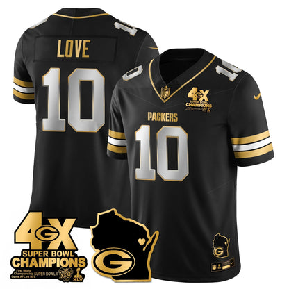 GB 4-Time Champions Patch Vapor Limited Gold Jersey - All Stitched-DTD