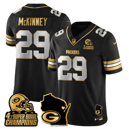 GB 4-Time Champions Patch Vapor Limited Gold Jersey - All Stitched-DTD