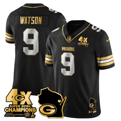 GB 4-Time Champions Patch Vapor Limited Gold Jersey - All Stitched-DTD