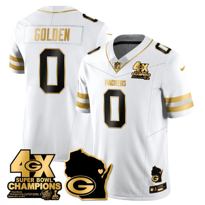 GB 4-Time Champions Patch Vapor Limited Gold Jersey - All Stitched-DTD