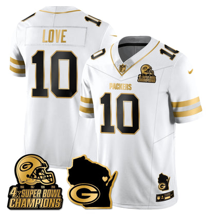 GB 4-Time Champions Patch Vapor Limited Gold Jersey - All Stitched-DTD