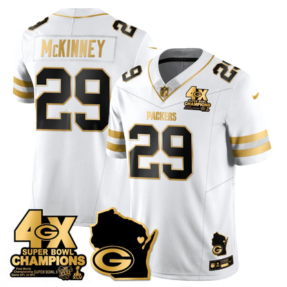 GB 4-Time Champions Patch Vapor Limited Gold Jersey - All Stitched-DTD
