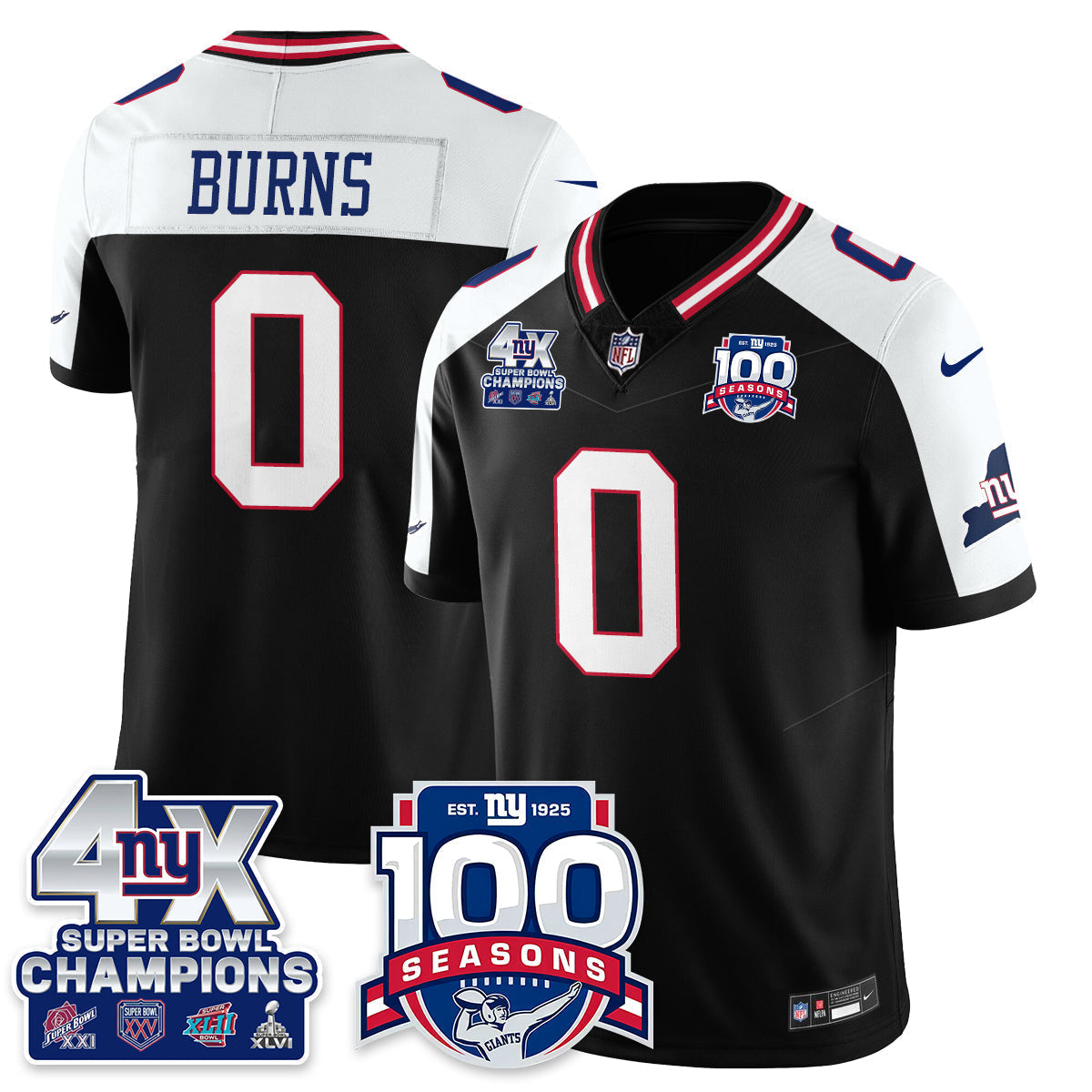 NYG 4-Time Champions Vapor Limited Jersey- 100th Season - All Stitched-DTD