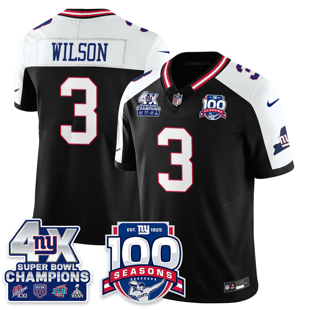 NYG 4-Time Champions Vapor Limited Jersey- 100th Season - All Stitched-DTD