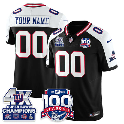 NYG 4-Time Champions Vapor Limited Custom Jersey- 100th Season - All Stitched-DTD