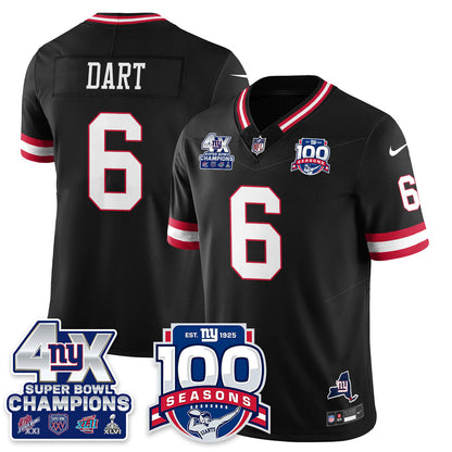NYG 4-Time Champions Vapor Limited Jersey- 100th Season - All Stitched-DTD