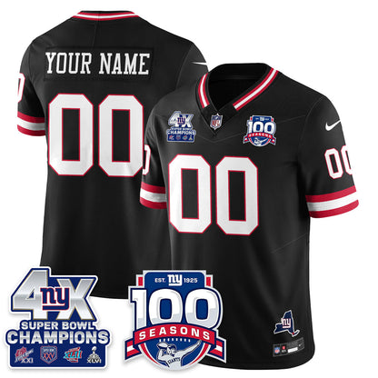 NYG 4-Time Champions Vapor Limited Custom Jersey- 100th Season - All Stitched-DTD