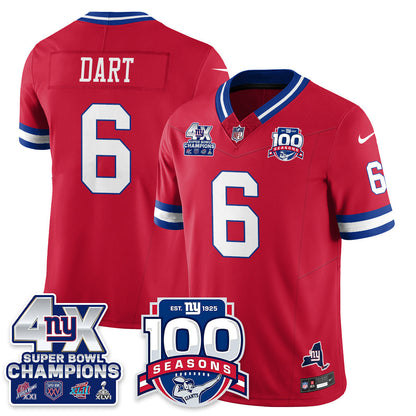 NYG 4-Time Champions Vapor Limited Jersey- 100th Season - All Stitched-DTD