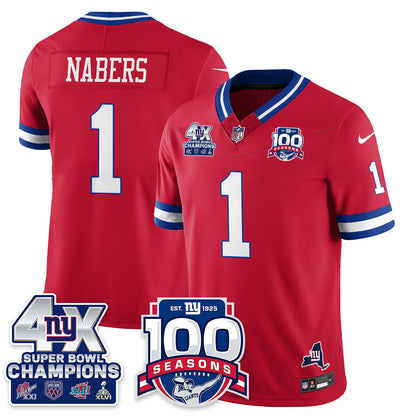 NYG 4-Time Champions Vapor Limited Jersey- 100th Season - All Stitched-DTD