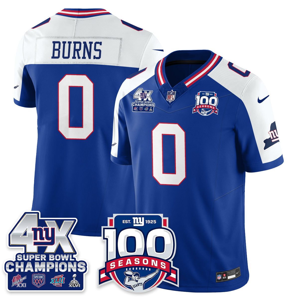 NYG 4-Time Champions Vapor Limited Jersey- 100th Season - All Stitched-DTD
