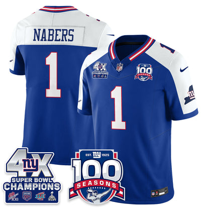 NYG 4-Time Champions Vapor Limited Jersey- 100th Season - All Stitched-DTD