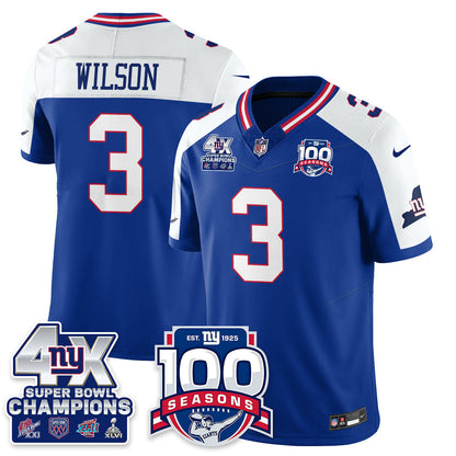 NYG 4-Time Champions Vapor Limited Jersey- 100th Season - All Stitched-DTD