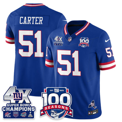 NYG 4-Time Champions Vapor Limited Jersey- 100th Season - All Stitched-DTD