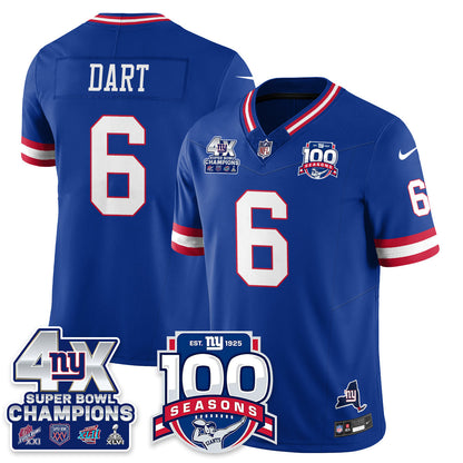 NYG 4-Time Champions Vapor Limited Jersey- 100th Season - All Stitched-DTD