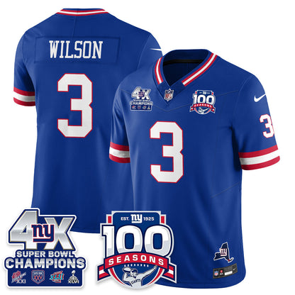 NYG 4-Time Champions Vapor Limited Jersey- 100th Season - All Stitched-DTD