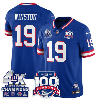 NYG 4-Time Champions Vapor Limited Jersey- 100th Season - All Stitched-DTD