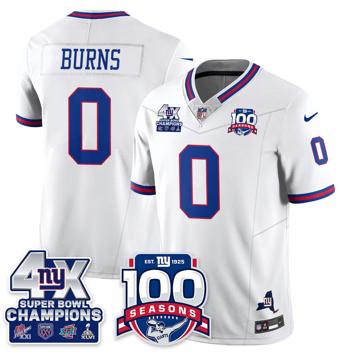 NYG 4-Time Champions Vapor Limited Jersey- 100th Season - All Stitched-DTD