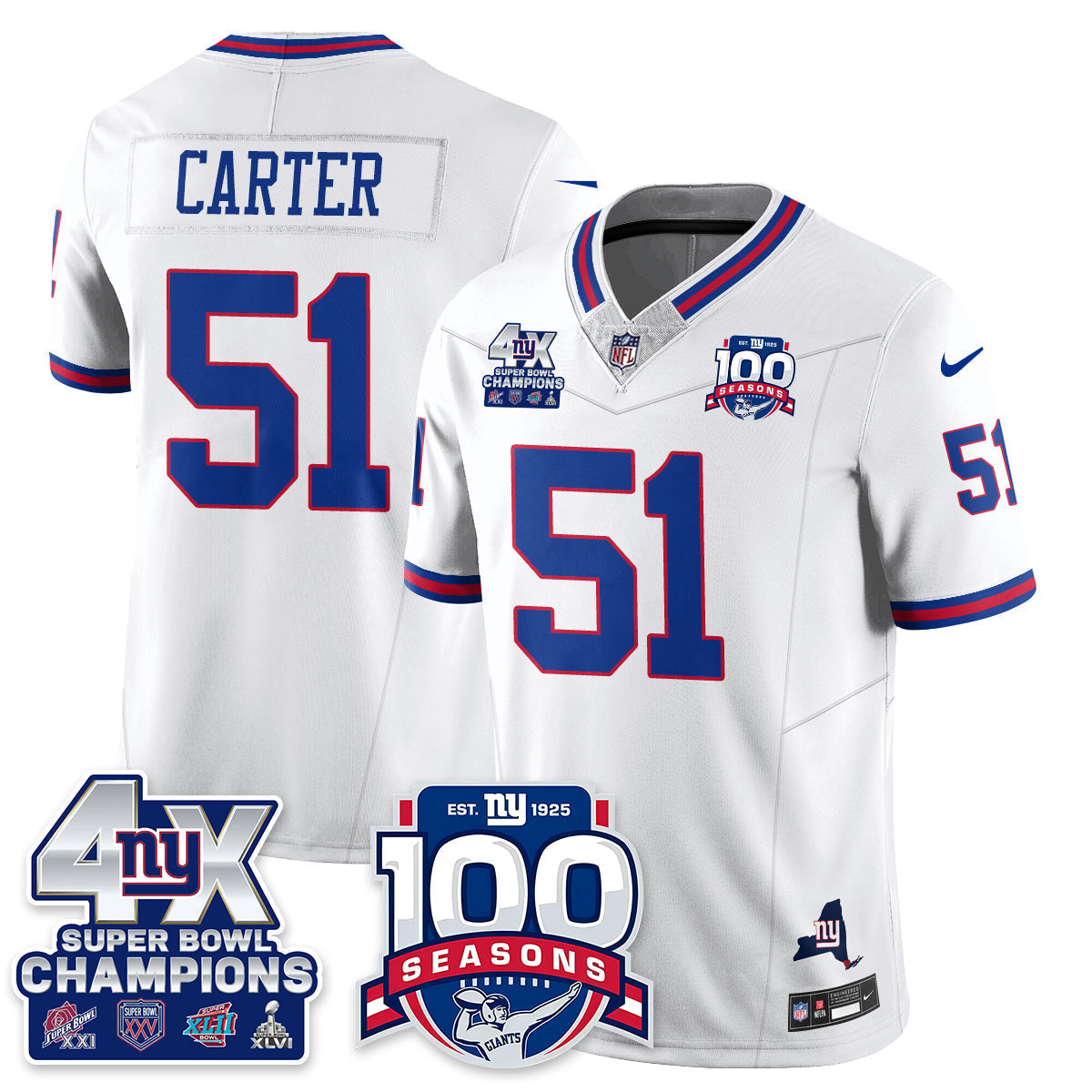 NYG 4-Time Champions Vapor Limited Jersey- 100th Season - All Stitched-DTD