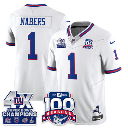 NYG 4-Time Champions Vapor Limited Jersey- 100th Season - All Stitched-DTD