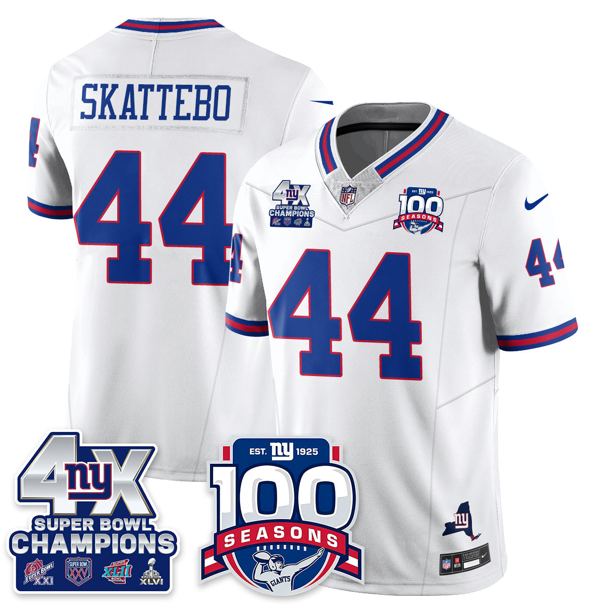 NYG 4-Time Champions Vapor Limited Jersey- 100th Season - All Stitched-DTD