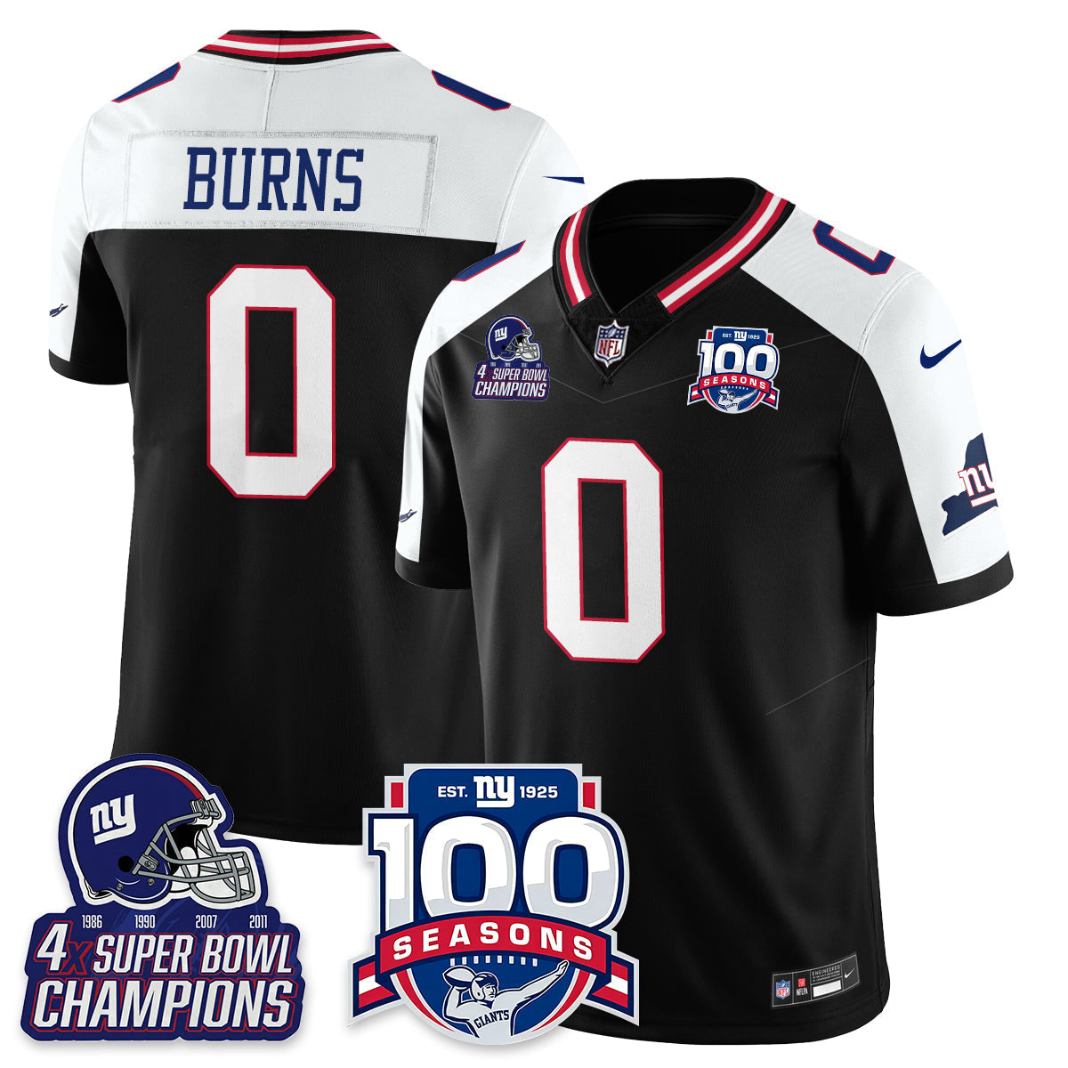 NYG 4-Time Champions Vapor Limited Jersey- 100th Season - All Stitched-DTD