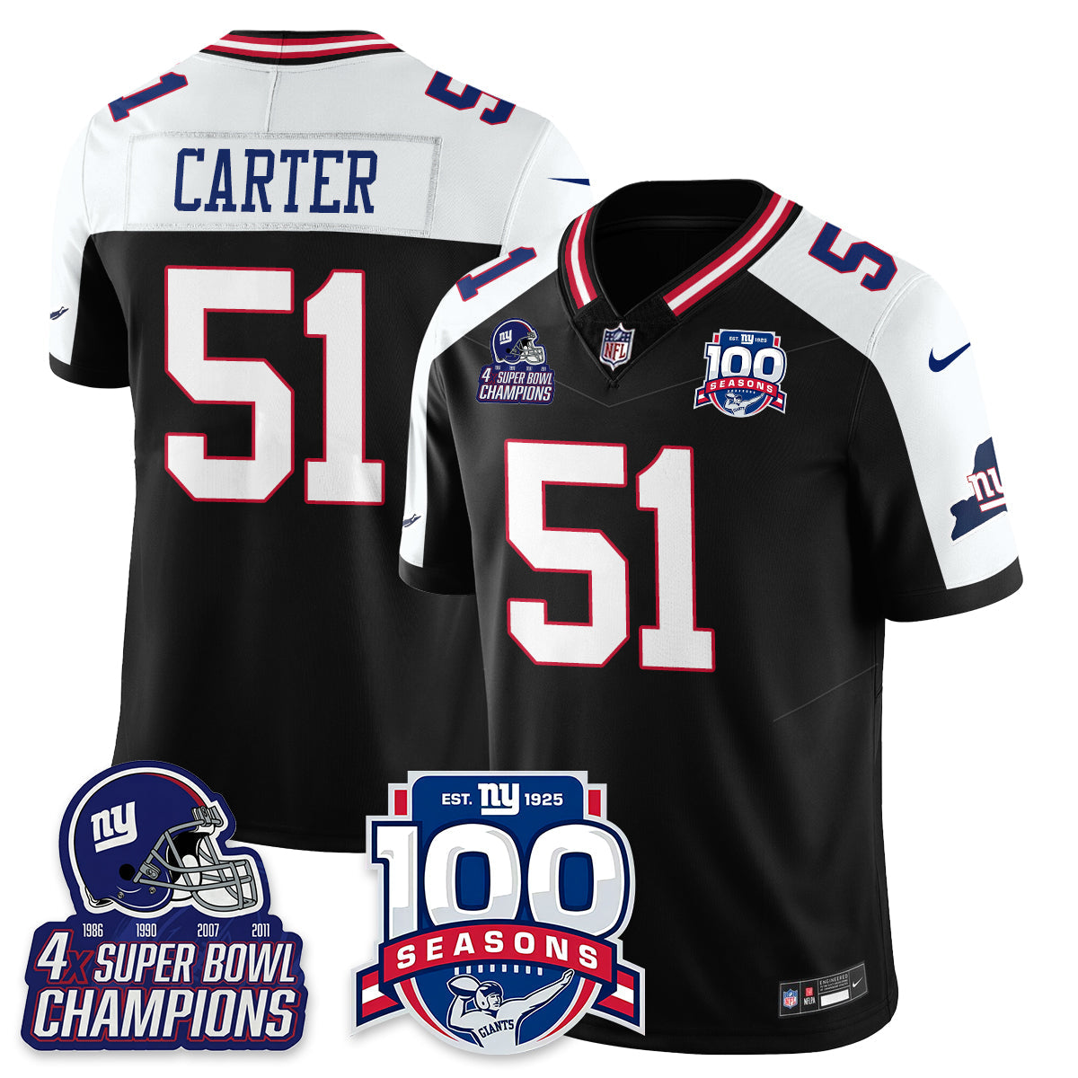 NYG 4-Time Champions Vapor Limited Jersey- 100th Season - All Stitched-DTD