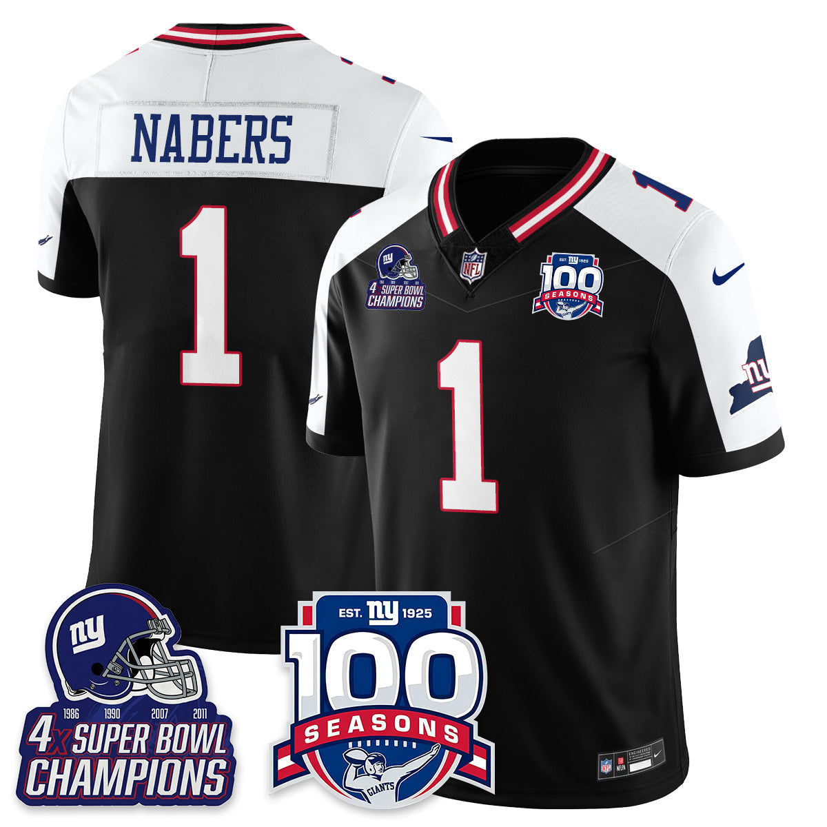 NYG 4-Time Champions Vapor Limited Jersey- 100th Season - All Stitched-DTD