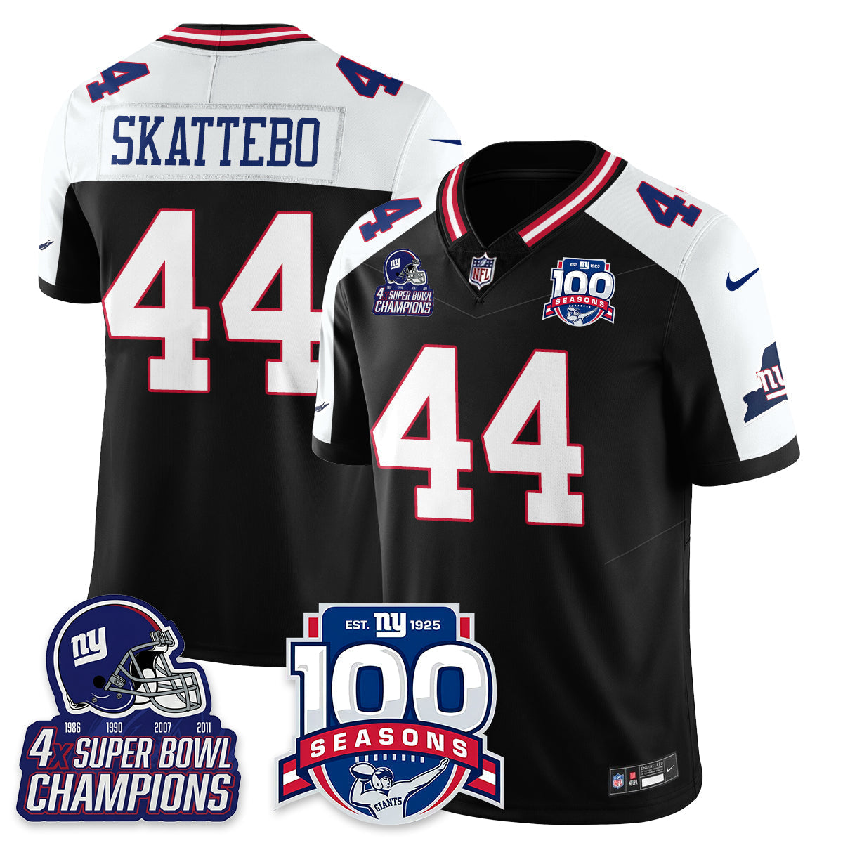 NYG 4-Time Champions Vapor Limited Jersey- 100th Season - All Stitched-DTD