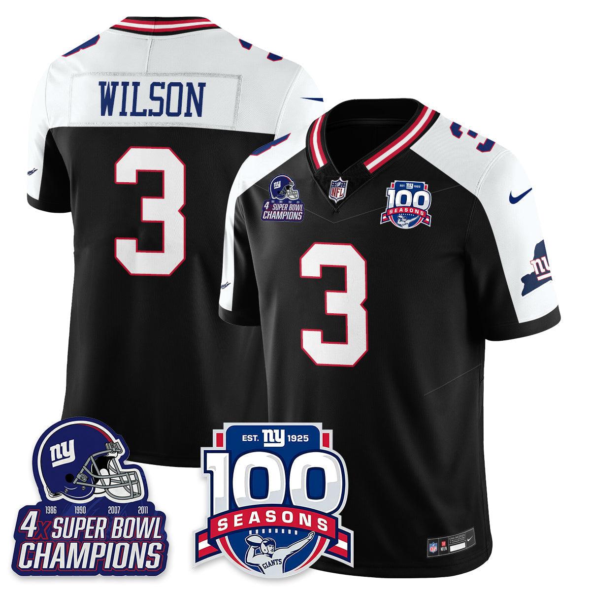 NYG 4-Time Champions Vapor Limited Jersey- 100th Season - All Stitched-DTD