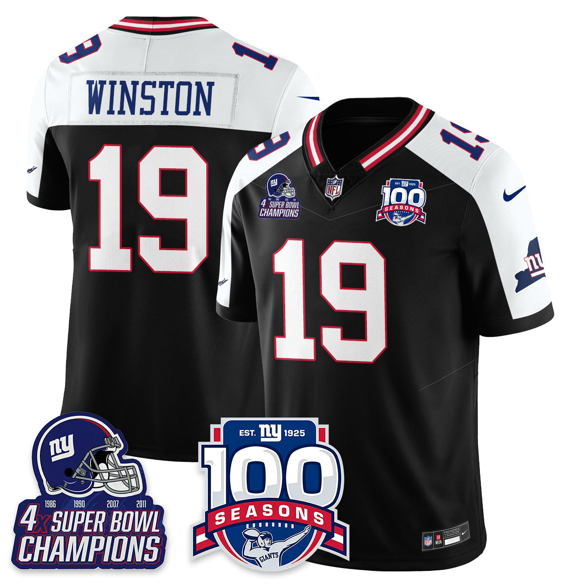NYG 4-Time Champions Vapor Limited Jersey- 100th Season - All Stitched-DTD