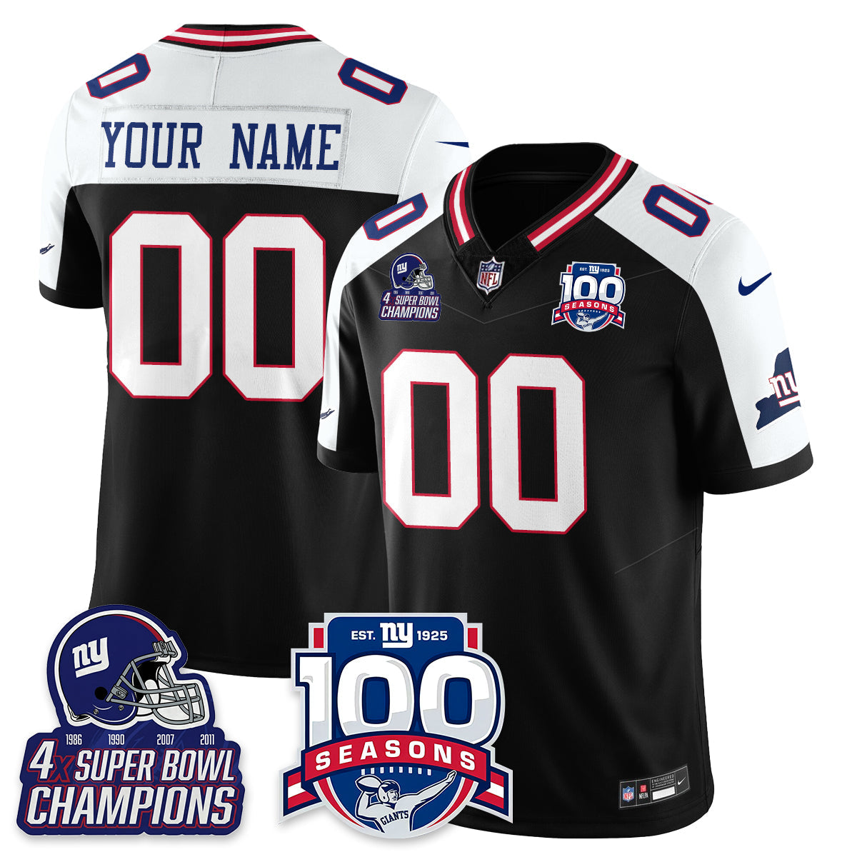 NYG 4-Time Champions Vapor Limited Jersey- 100th Season - All Stitched-DTD