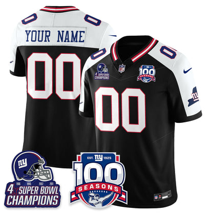 NYG 4-Time Champions Vapor Limited Custom Jersey- 100th Season - All Stitched-DTD
