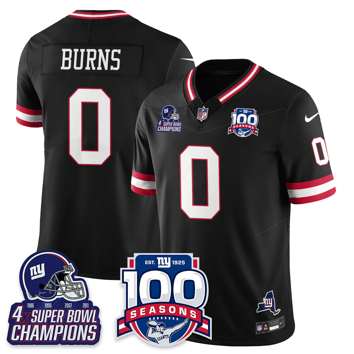 NYG 4-Time Champions Vapor Limited Jersey- 100th Season - All Stitched-DTD