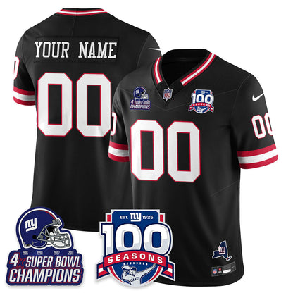 NYG 4-Time Champions Vapor Limited Custom Jersey- 100th Season - All Stitched-DTD