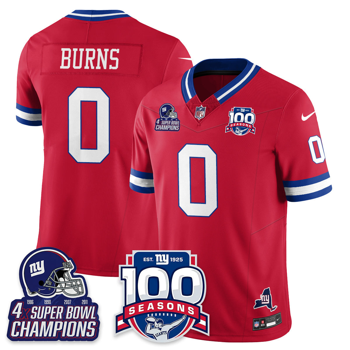 NYG 4-Time Champions Vapor Limited Jersey- 100th Season - All Stitched-DTD