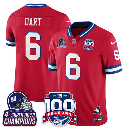 NYG 4-Time Champions Vapor Limited Jersey- 100th Season - All Stitched-DTD