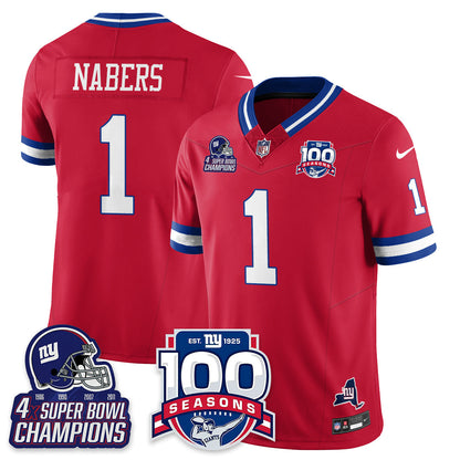 NYG 4-Time Champions Vapor Limited Jersey- 100th Season - All Stitched-DTD